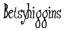 The image is a stylized text or script that reads 'Betsyhiggins' in a cursive or calligraphic font.