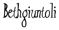 The image contains the word 'Bethgiuntoli' written in a cursive, stylized font.