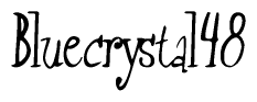 The image is a stylized text or script that reads 'Bluecrystal48' in a cursive or calligraphic font.