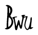 The image is of the word Bwu stylized in a cursive script.