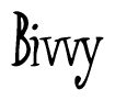 The image is a stylized text or script that reads 'Bivvy' in a cursive or calligraphic font.