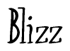 The image contains the word 'Blizz' written in a cursive, stylized font.