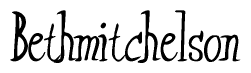 The image is a stylized text or script that reads 'Bethmitchelson' in a cursive or calligraphic font.