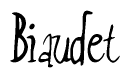 The image contains the word 'Biaudet' written in a cursive, stylized font.