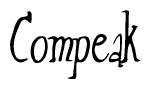 The image is a stylized text or script that reads 'Compeak' in a cursive or calligraphic font.