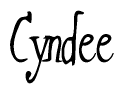 The image is of the word Cyndee stylized in a cursive script.