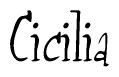 The image is of the word Cicilia stylized in a cursive script.