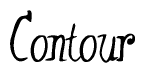 The image contains the word 'Contour' written in a cursive, stylized font.