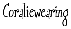 The image contains the word 'Coraliewearing' written in a cursive, stylized font.