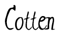 The image contains the word 'Cotten' written in a cursive, stylized font.