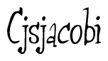 The image is a stylized text or script that reads 'Cjsjacobi' in a cursive or calligraphic font.