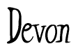 The image contains the word 'Devon' written in a cursive, stylized font.