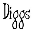 The image is a stylized text or script that reads 'Diggs' in a cursive or calligraphic font.