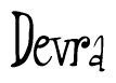 The image is a stylized text or script that reads 'Devra' in a cursive or calligraphic font.