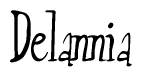 The image is of the word Delannia stylized in a cursive script.