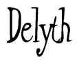 The image contains the word 'Delyth' written in a cursive, stylized font.