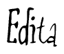 The image contains the word 'Edita' written in a cursive, stylized font.