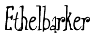The image contains the word 'Ethelbarker' written in a cursive, stylized font.