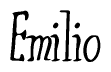The image is of the word Emilio stylized in a cursive script.