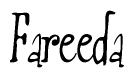 The image is of the word Fareeda stylized in a cursive script.