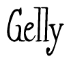 The image contains the word 'Gelly' written in a cursive, stylized font.