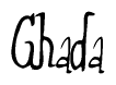 The image contains the word 'Ghada' written in a cursive, stylized font.