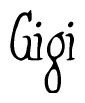 The image is of the word Gigi stylized in a cursive script.