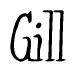 The image is of the word Gill stylized in a cursive script.