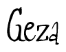 The image contains the word 'Geza' written in a cursive, stylized font.
