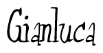 The image is of the word Gianluca stylized in a cursive script.