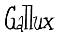 The image is a stylized text or script that reads 'Gallux' in a cursive or calligraphic font.