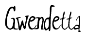 The image is a stylized text or script that reads 'Gwendetta' in a cursive or calligraphic font.