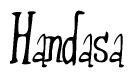 The image is of the word Handasa stylized in a cursive script.