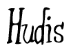 The image is of the word Hudis stylized in a cursive script.