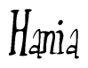 The image is of the word Hania stylized in a cursive script.