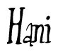 The image is of the word Hani stylized in a cursive script.