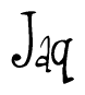 The image is a stylized text or script that reads 'Jaq' in a cursive or calligraphic font.