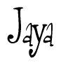 The image is of the word Jaya stylized in a cursive script.