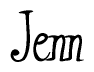 The image is of the word Jenn stylized in a cursive script.