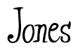The image is of the word Jones stylized in a cursive script.