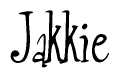 The image is of the word Jakkie stylized in a cursive script.