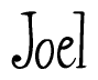 The image contains the word 'Joel' written in a cursive, stylized font.