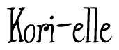 The image is of the word Kori-elle stylized in a cursive script.