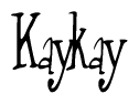 The image contains the word 'Kaykay' written in a cursive, stylized font.