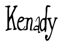 The image is a stylized text or script that reads 'Kenady' in a cursive or calligraphic font.