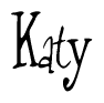 The image is of the word Katy stylized in a cursive script.