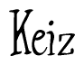 The image is of the word Keiz stylized in a cursive script.