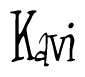 The image contains the word 'Kavi' written in a cursive, stylized font.