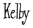 The image is a stylized text or script that reads 'Kelby' in a cursive or calligraphic font.