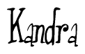 The image contains the word 'Kandra' written in a cursive, stylized font.